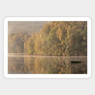 'Lone Boat, Still Loch', Loch faskally, Pitlochry. Sticker